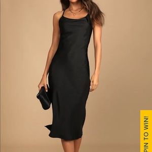 “Lowe Black Strappy MIDI Dress” Lulu Black silk midi dress